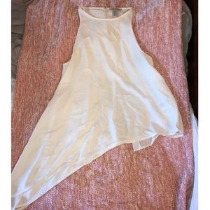 Asymmetrical White Chiffon Blouse